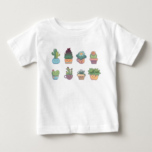 Cute Cactus Collector Kawaii Succulent Lover  Baby T-Shirt (Front)