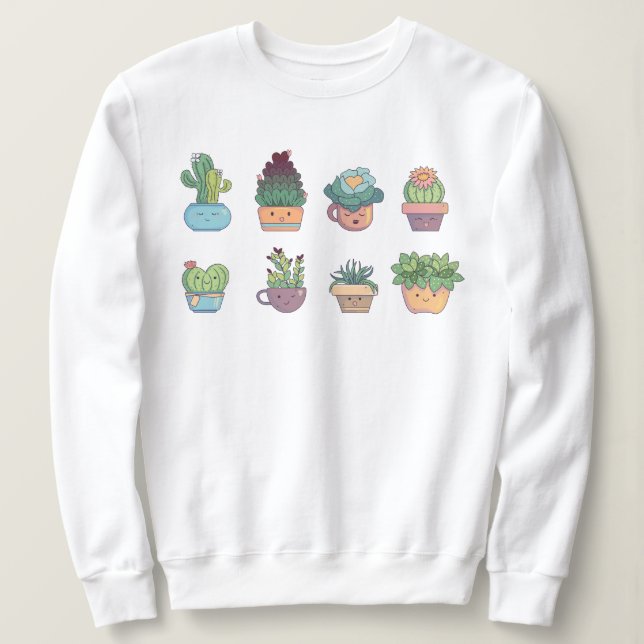 Cute Cactus Collector Kawaii Succulent Lover  Sweatshirt (Design Front)