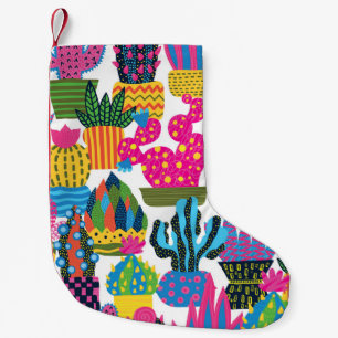 Cute Cactus: Colourful Seamless Fun Small Christmas Stocking