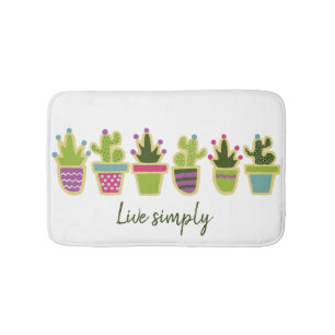 Cute cactus design with custom background colour bath mat