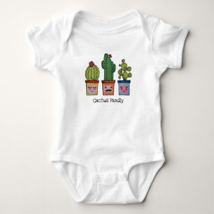 Cute Cactus Family In Watercolor Baby Bodysuit