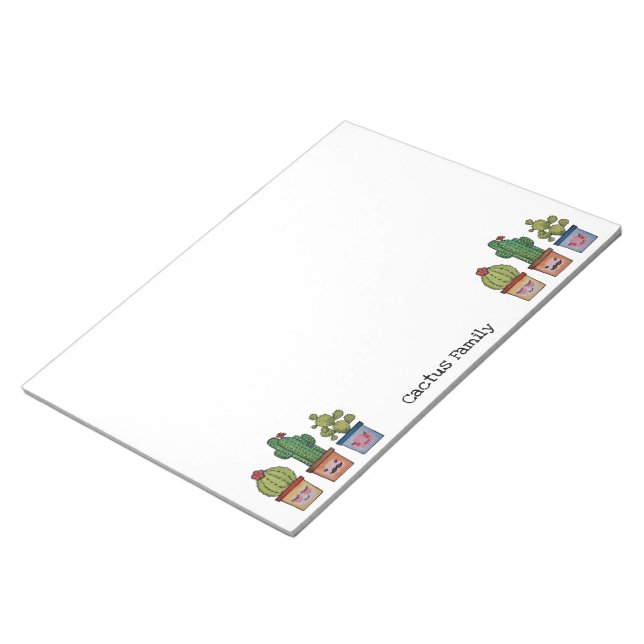 Cute Cactus Family In Watercolor Notepad (Angled)