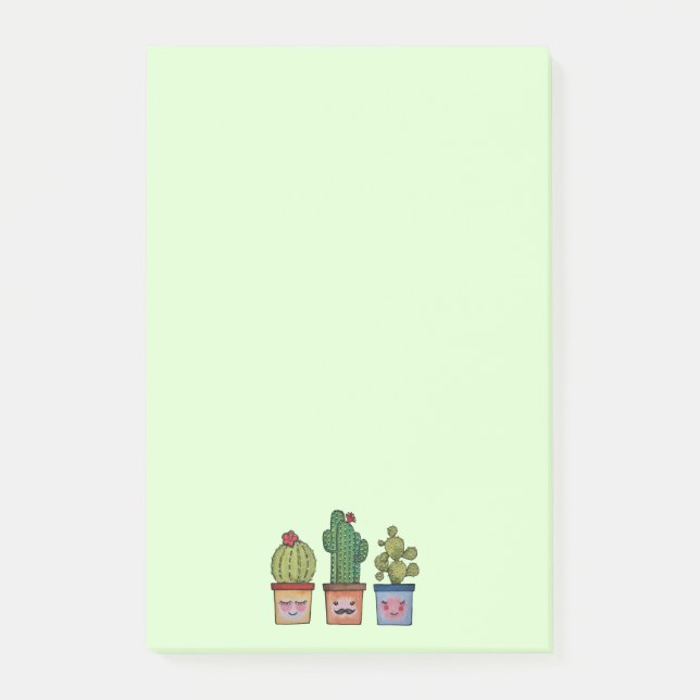 Cute Cactus Family In Watercolor Post-it Notes (Front)