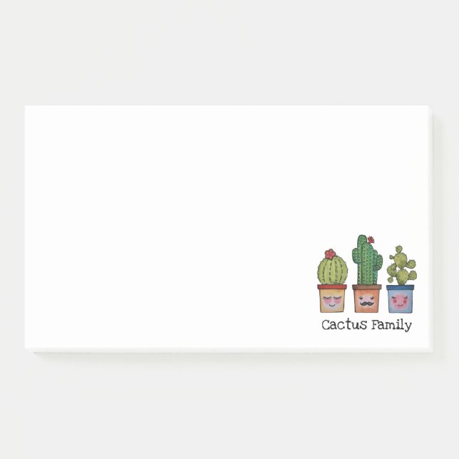 Cute Cactus Family In Watercolor Post-it Notes (Front)