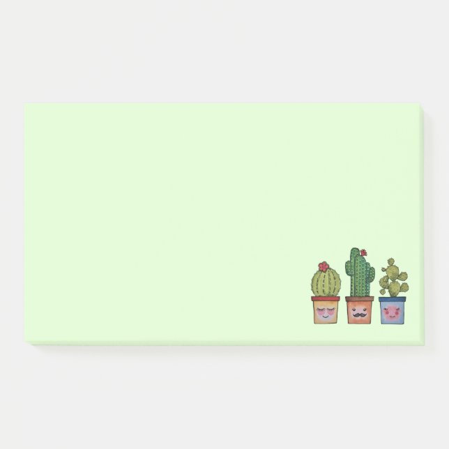 Cute Cactus Family In Watercolor Post-it Notes (Front)