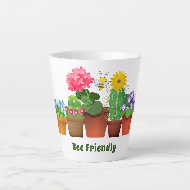Cute Cactus Flower Garden Latte Mug (Front)