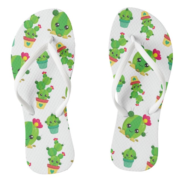 Cute Cactus, Green Cactus, Cactus Pattern Jandals (Footbed)