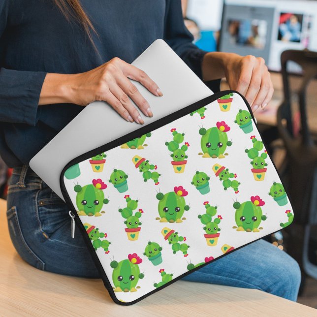 Cute Cactus, Green Cactus, Cactus Pattern Laptop Sleeve (Creator Uploaded)