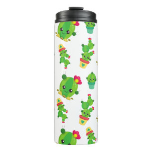 Cute Cactus, Green Cactus, Cactus Pattern Thermal Tumbler