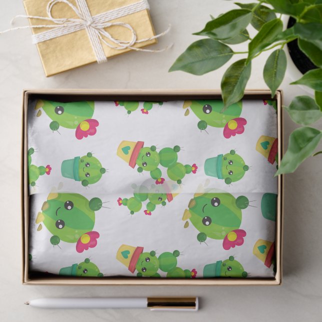Cute Cactus, Green Cactus, Cactus Pattern Tissue Paper (Gift)