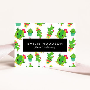 Cute Cactus, Green Cactus, Floristry, Flower Shop Business Card