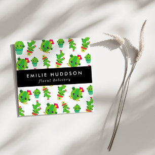 Cute Cactus, Green Cactus, Floristry, Flower Shop Square Business Card