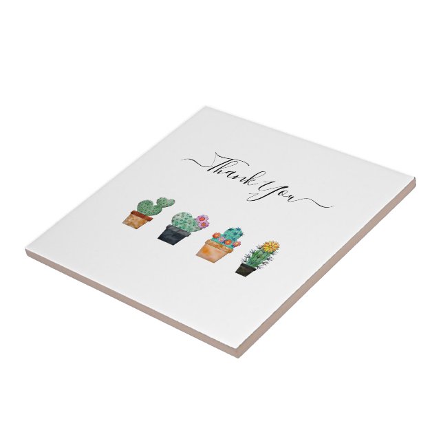 Cute Cactus Greenery Flower Nature Tile (Side)