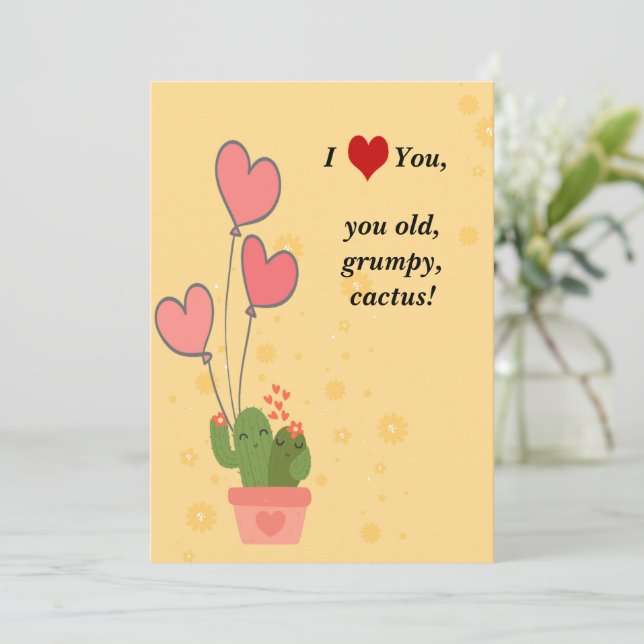 cute Cactus Holiday Card (Standing Front)