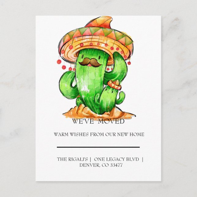 cute Cactus  home moving Postcard (Front)
