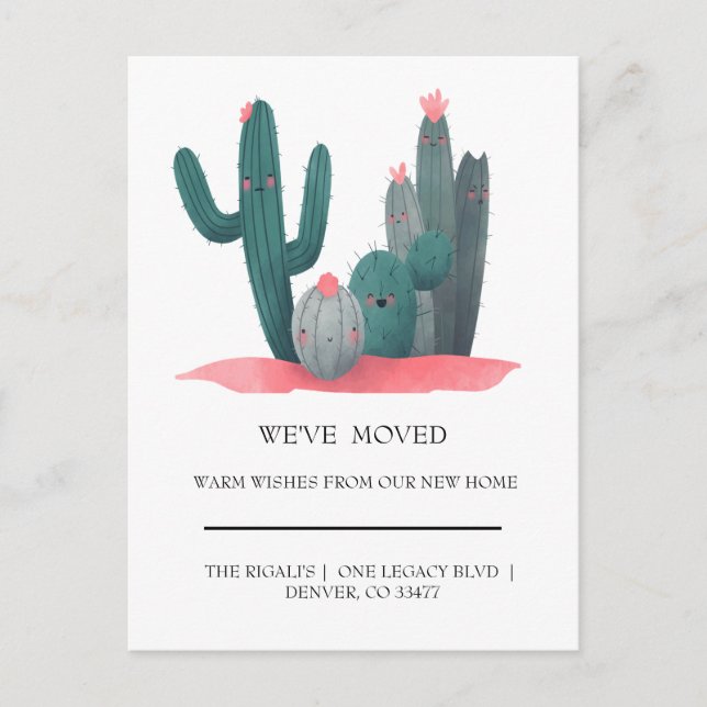cute Cactus  home moving Postcard (Front)