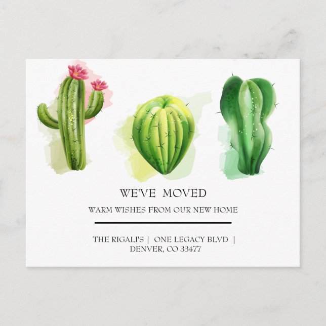 cute Cactus  home moving Postcard (Front)