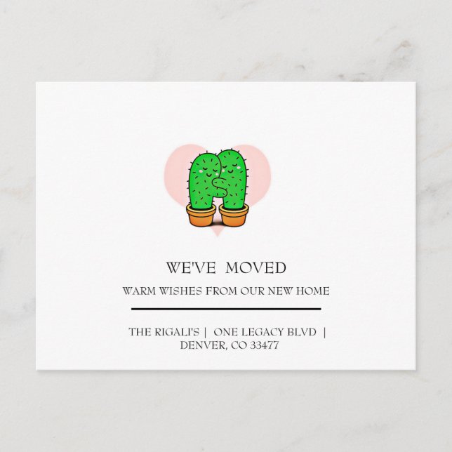 cute Cactus  home moving Postcard (Front)
