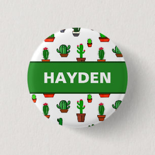 Cute Cactus illustrations Pattern Personalised 3 Cm Round Badge