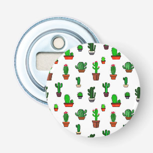 Cute Cactus illustrations Pattern White Bottle Opener