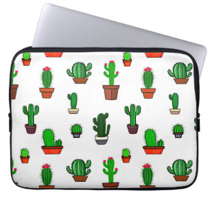 Cute Cactus illustrations Pattern White Laptop Sleeve