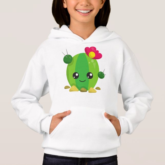 Cute Cactus, Kawaii Cactus, Green Cactus, Flowers (Front)