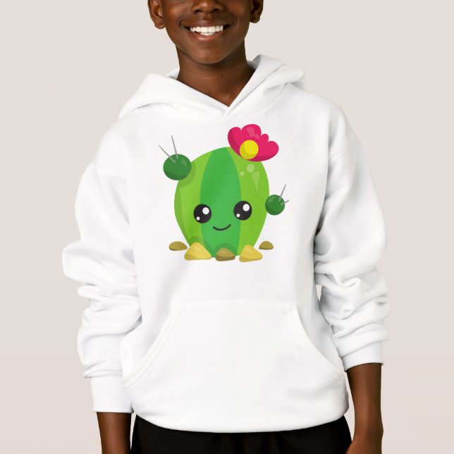 Cute Cactus, Kawaii Cactus, Green Cactus, Flowers (Front)