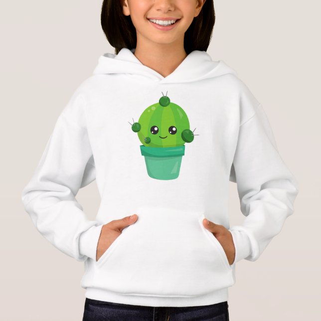 Cute Cactus, Kawaii Cactus, Green Cactus, Pot (Front)