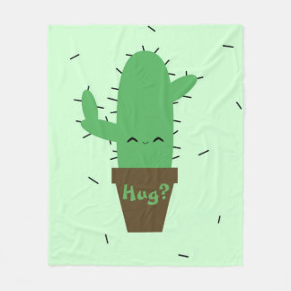 Cute cactus kawaii plant fleece blanket