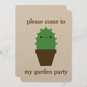 Cute cactus kawaii plant invitation