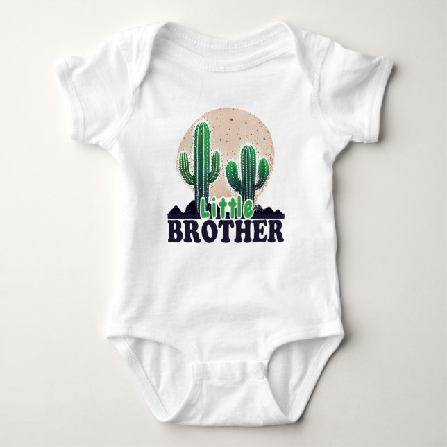 Cute Cactus Little Brother  Baby Bodysuit (Front)