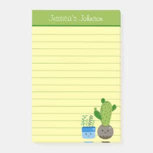 Cute Cactus Lovers Personalised Lined Notepad