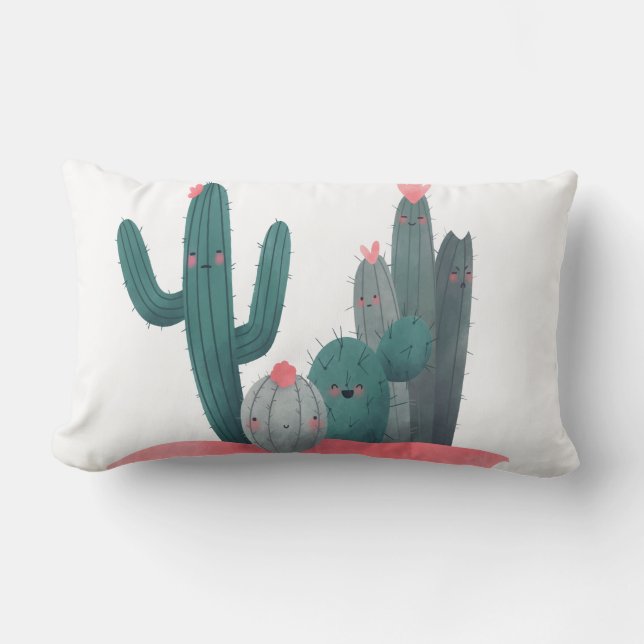 cute Cactus Lumbar Cushion (Front)