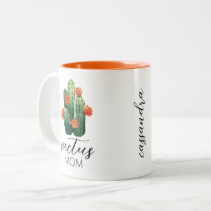 Cute Cactus Mum Plant Lover  Two-Tone Coffee Mug