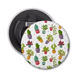 Cute Cactus Nature Succulents Pattern Bottle Opener