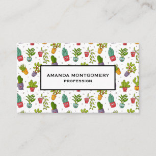 Cute Cactus Nature Succulents Pattern Business Card
