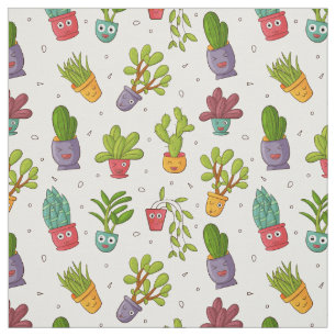 Cute Cactus Nature Succulents Pattern Fabric
