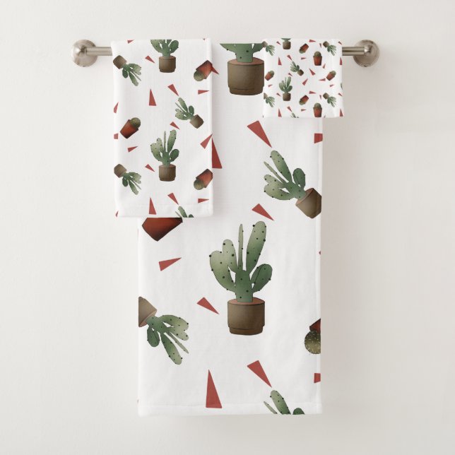 Cute cactus pattern bath towel set (Insitu)