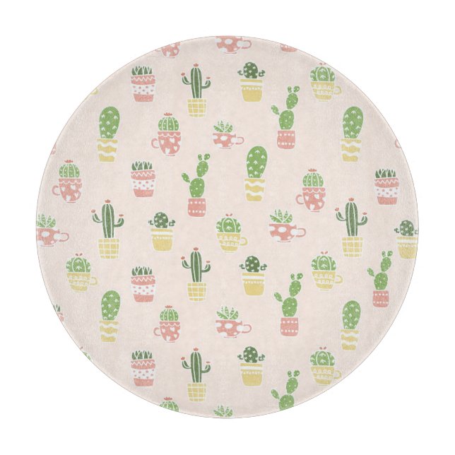 Cute Cactus Pattern Cutting Board (Front)