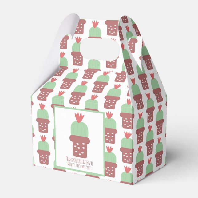Cute Cactus Plant Birthday Party Thank You    Favour Box (Front Side)