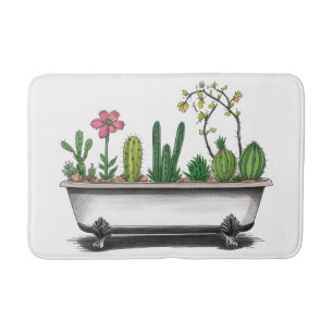 Cute Cactus Plants Bath Mat