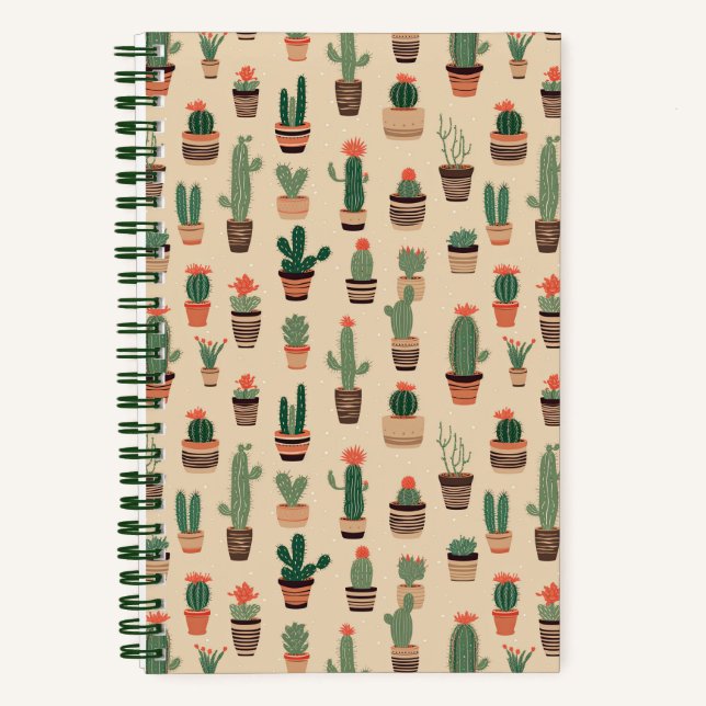 Cute Cactus Pots Custom 8.5" x 11" Spiral Notebook (Front)