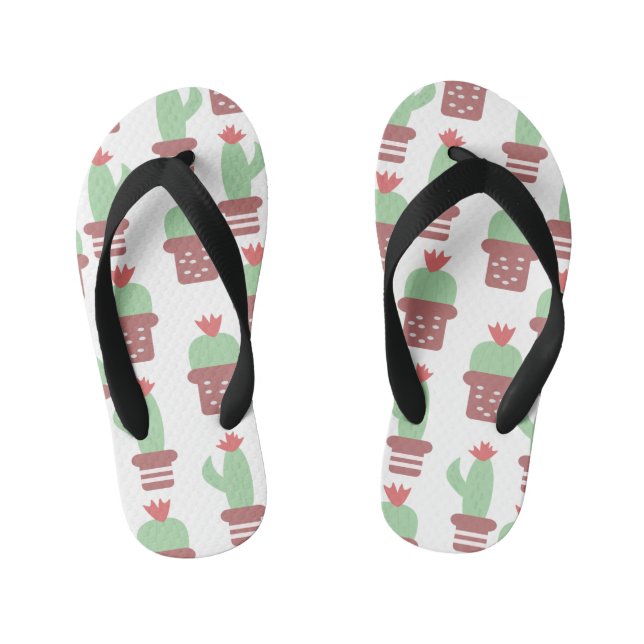 Cute Cactus Potted Plants Kid's Jandals (Footbed)
