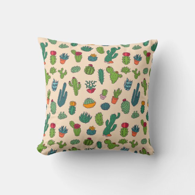 Cute Cactus Standing Pattern Cushion (Front)