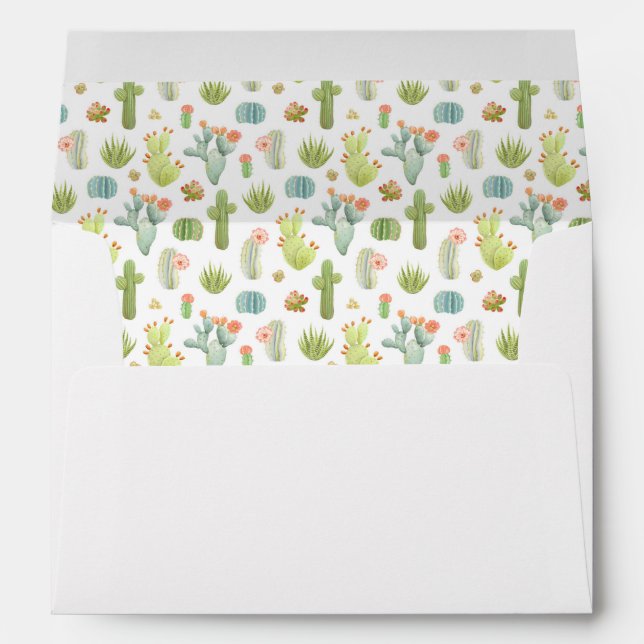 Cute Cactus Standing Pattern Envelope (Back (Bottom))