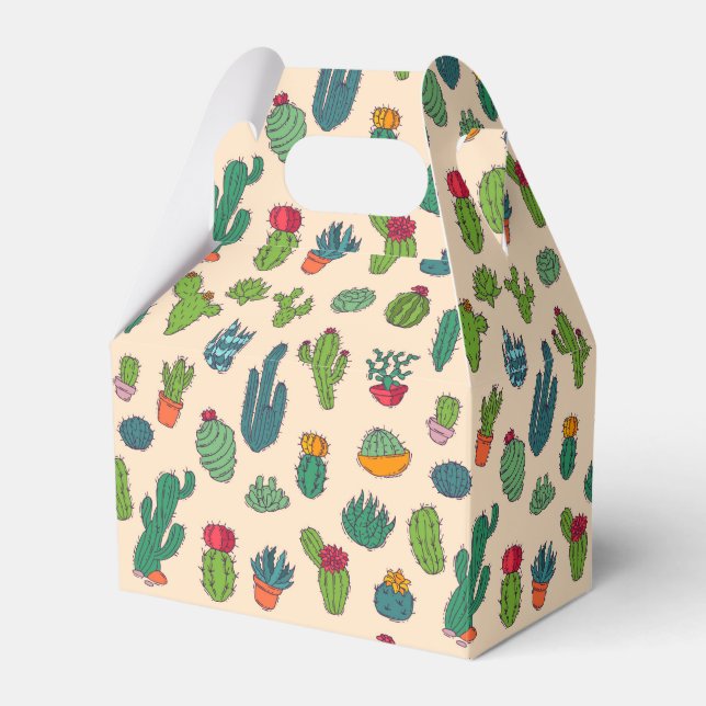 Cute Cactus Standing Pattern Favour Box (Front Side)