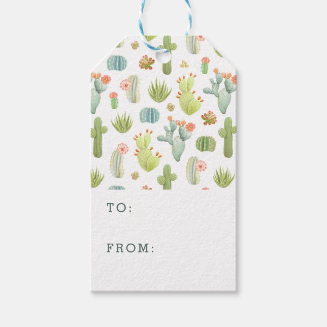 Cute Cactus Standing Pattern Gift Tags (Front)