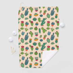 Cute Cactus Standing Pattern Golf Towel