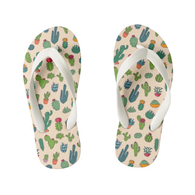 Cute Cactus Standing Pattern Kid's Jandals (Footbed)