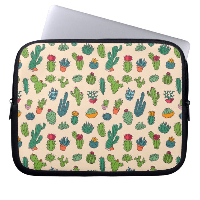Cute Cactus Standing Pattern Laptop Sleeve (Front)